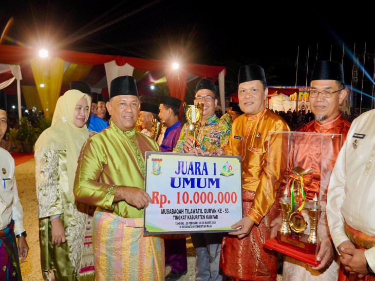 Kecamatan Bangkinang Juara Umum MTQ Tingkat Kabupaten Kampar ke-53 Tahun 2024