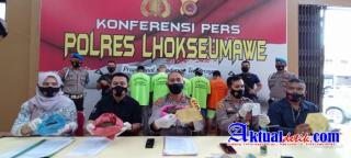 Kapolres Lhokseumawe Gelar Konprensi Pers Kasus Pengedaran Narkotika Jenis Ganja