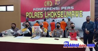 Kapolres Gelar Konfrensi Pers 3 Kasus Pencurian yang Terjadi di Wilkum Polres Lhokseumawe