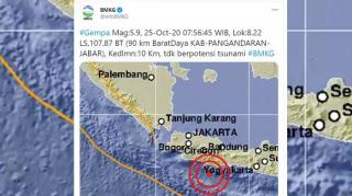 BMKG: Gempa Mengguncang Jojga Hari Ini, Gempa Dirasakan Di Beberapa Daerah